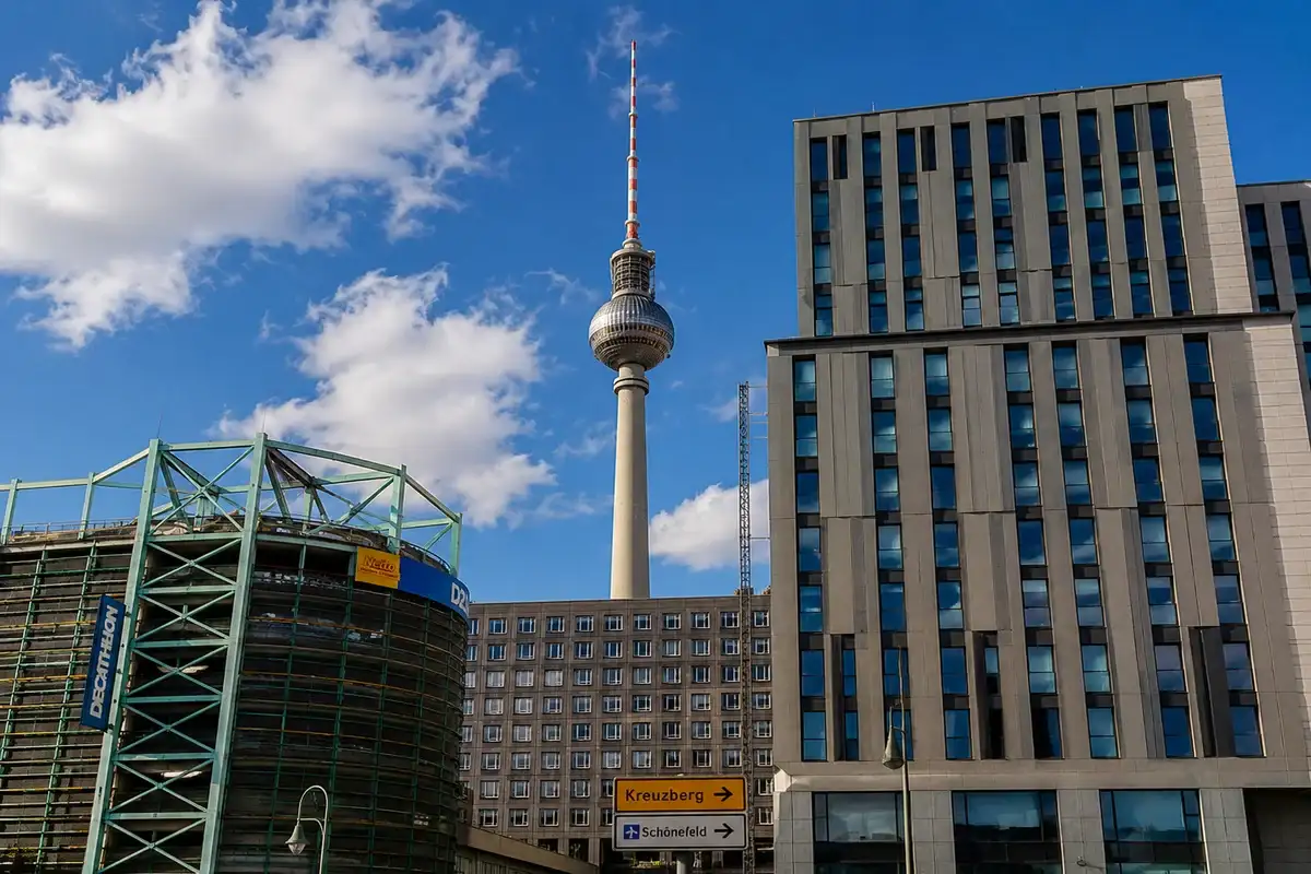 Berlin Mitte Nacht Fernsehturm Panorama